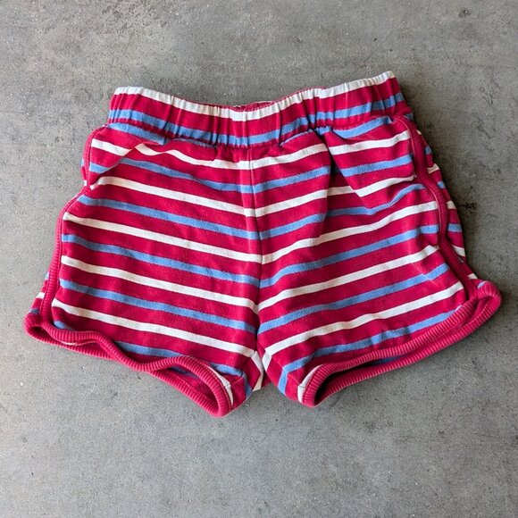 Hanna Andersson Summer Shorts French Terry Cherry Red Multi Stripe size 6-7 - Picture 1 of 6